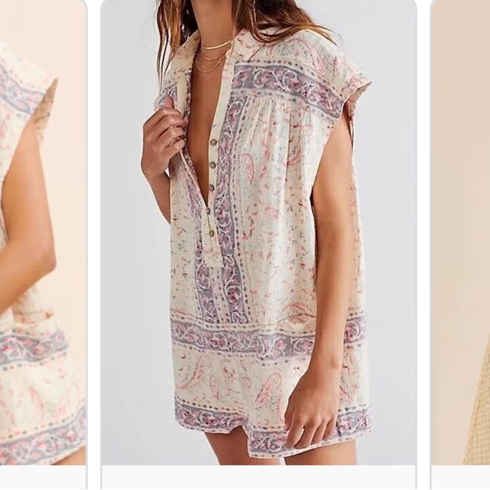 Free People Pink and Cream Patterned Romper